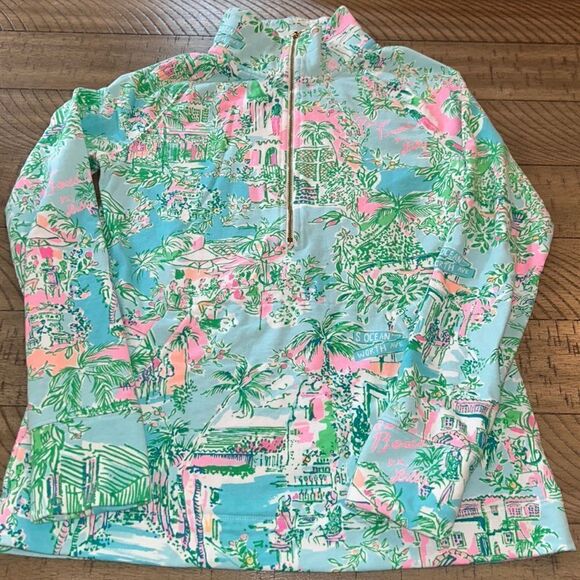Lilly Pulitzer 🌴 🌸Palm Beach 🌺🏖️ Skipper Hoodie Kangaroo 🦘Pockets 1/2 Zip🆙 - Picture 3 of 17